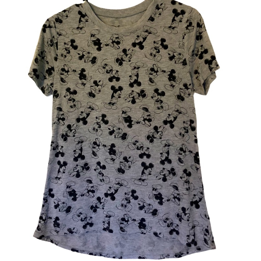 Disney Short Sleeve S Shirt Gray Mickey and Minnie
